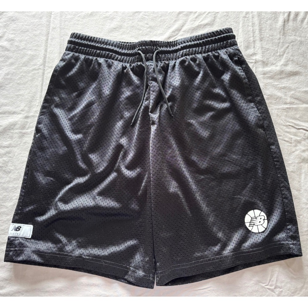New Balance Basketball Mesh Shorts Black Mens Large Recycled Polyester MS21650